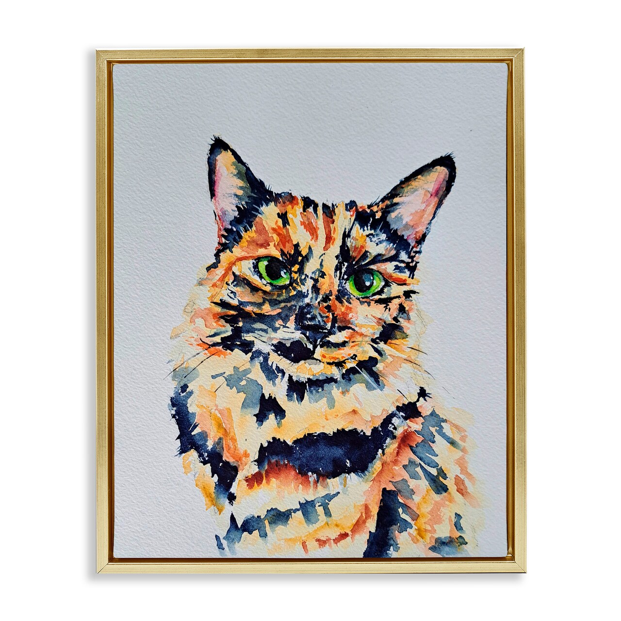 Stupell Industries Tortoiseshell Cat Portrait Floating Frame, design by Tatiana Roberts